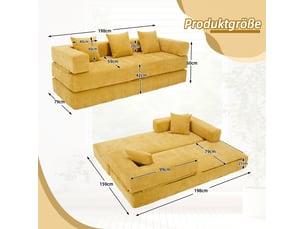 Canapé modulable 2 places en chenille avec poches latérales homvra