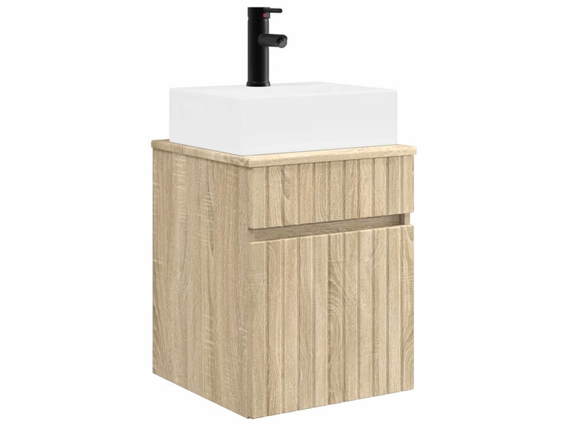  Meuble-sèche avec évier mural chêne sonoma 39x41x62.5 cm  - Conforama A