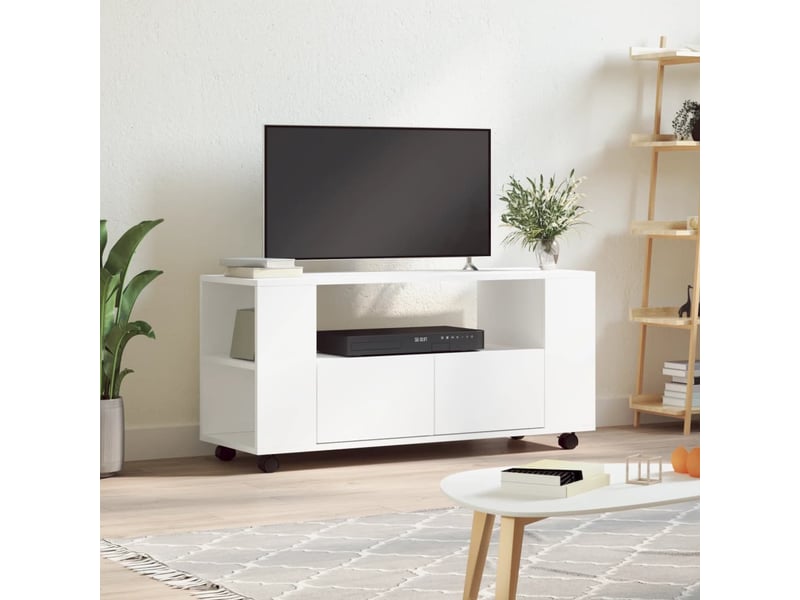  Meuble tv - banc tv - meuble de rangement blanc 102x34,5x43 cm bois d'ingénierie  - Conforama B