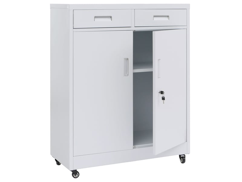  Armoire de rangement en métal avec roulettes pratiques pour bureau 116 x 90 x 40 cm en acier blanc 04_0008880  - Conforama A