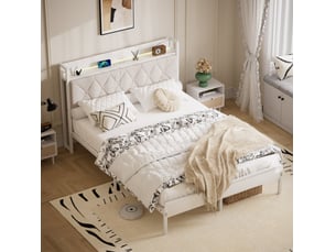Lit 2 places 140x190 cm <strong>HAUSS SPOLE</strong>  <strong></strong> coloris blanc