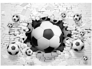 Papier peint panoramique intissé garçon football gris - 250x175 cm - papier peint enfant