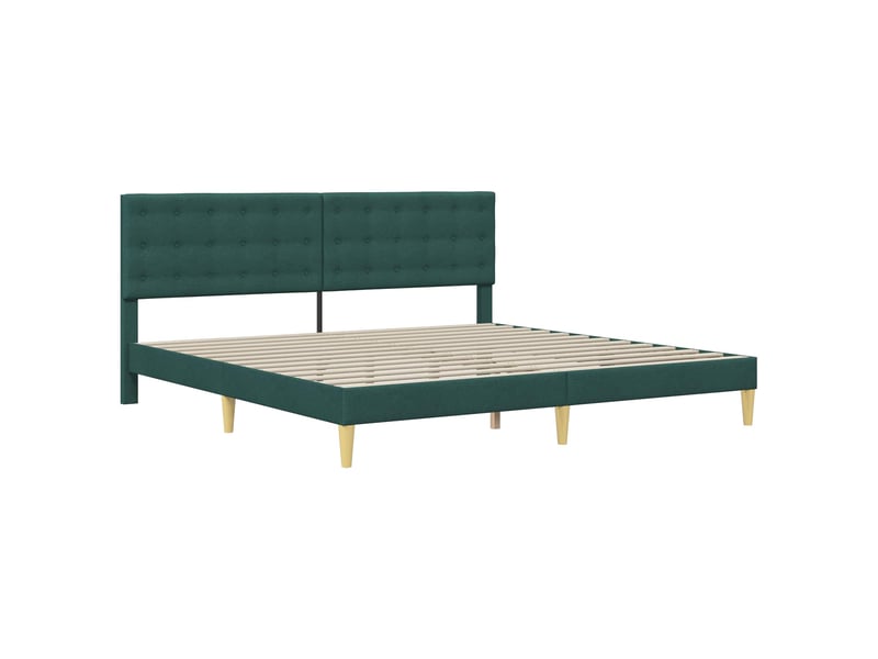 Lit double- lit adulte - cadre de lit avec tête de lit vert foncé 200 x 200 cm tissu - Conforama B