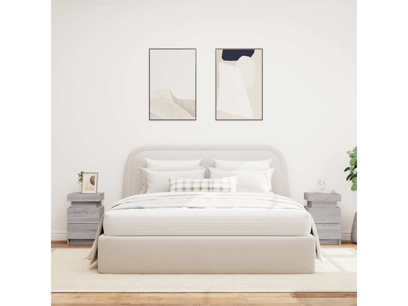  Lot de 2 tables de chevet - cabinet de chevet - table de nuit avec lumières led sonoma gris 35x39x55cm  - Conforama B
