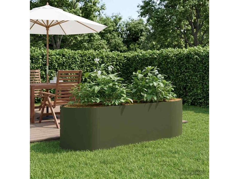  Jardinière - jardin surélevé vert olive 140 x 40 x 40 cm acier  - Conforama B