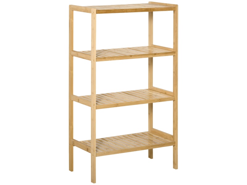 Étagère de rangement, étagère en bambou à 4 niveaux, bibliothèque pour salon, chambre et bureau,62 x 33 x 112 cm, bois naturel - Conforama A