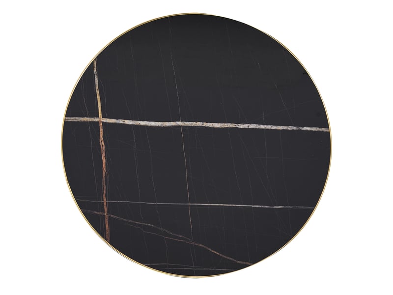  Table d'appoint ronde 60x73,7 cm effet marbre mdf métal noire et dorée  - Conforama D