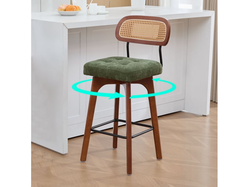  Lot de 2 tabourets de bar pivotants 360° 44x51x96 cm – vert – hauteur réglable et assise en chenille  - Conforama D