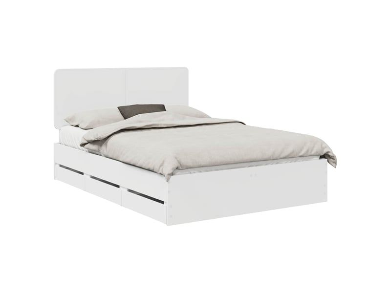Lit double- lit adulte - cadre de lit avec tiroir blanc 150 x 200 cm bois ingénierie - Conforama A