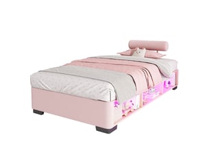 Lit avec rangement 90x200 cm SOGEU coloris rose