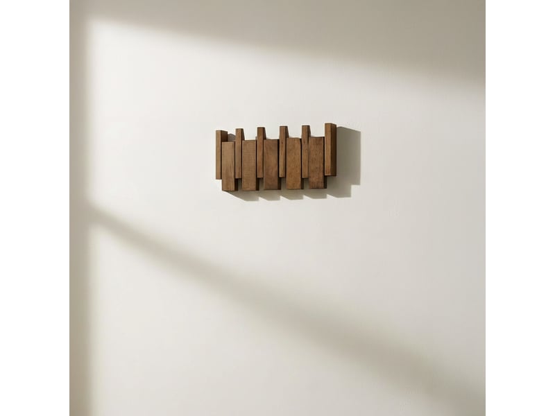 Home deluxe patère porte - 32 x 3,5 x 15 cm, marron noisette | en hévéa | panneau à crochets, patère murale, crochets à vêtements  - Conforama C