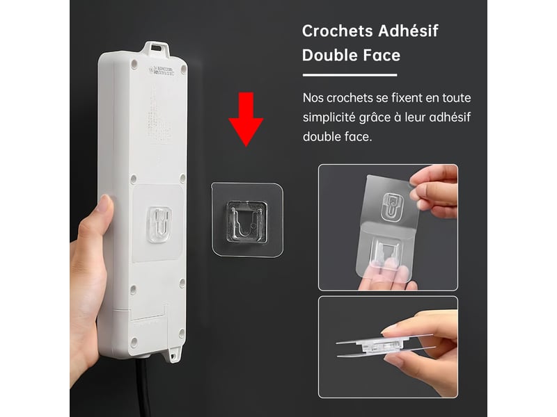  24 paires de crochet adhésif mural double face, accroche fixation murale sans percer, crochets adhésifs invisible transparents pour cadres photo  - Conforama C