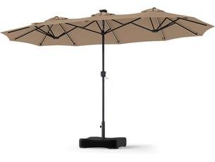 Parasol de jardin exterieur avec pied, 4m parasol rectangulaire avec led coloré (brun)