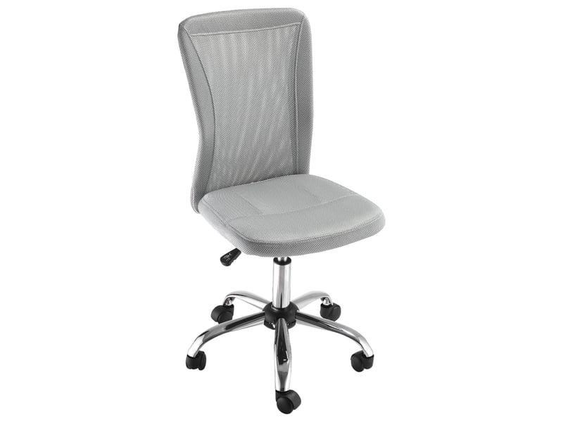 Chaise de bureau ergonomique sans accoudoirs en tissu mesh, hauteur réglable et 5 roulettes, grise  - Conforama B
