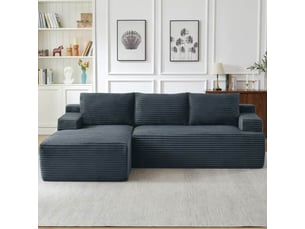 Canapé d’angle l (à gauche) modulable 4 places 238 x 152 x 66 cm, assise profonde, convertible et sans montage, velours côtelé, gris foncé
