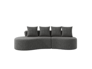 Canapé droit fixe <strong>MERAX</strong> <strong>canapé compressible</strong> 4 places Polyester gris