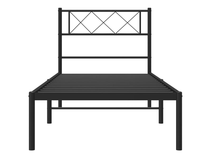  Lit simple- lit adulte -  cadre de lit métal sans matelas avec tête de lit noir 80x200 cm  - Conforama C