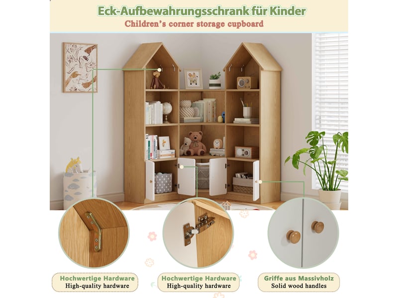  Meuble de rangement enfant - rangements intégrés - organisation des jouets - rangement chambre - hauteur enfant - blanc et naturel CozyNest - Conforama E