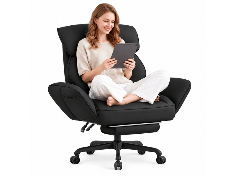 Dowinx fauteuil gaming ergonomique noir avec massage, ressorts ensachés, réglages multiples, revêtement en similicuir pu, grand format - Conforama A