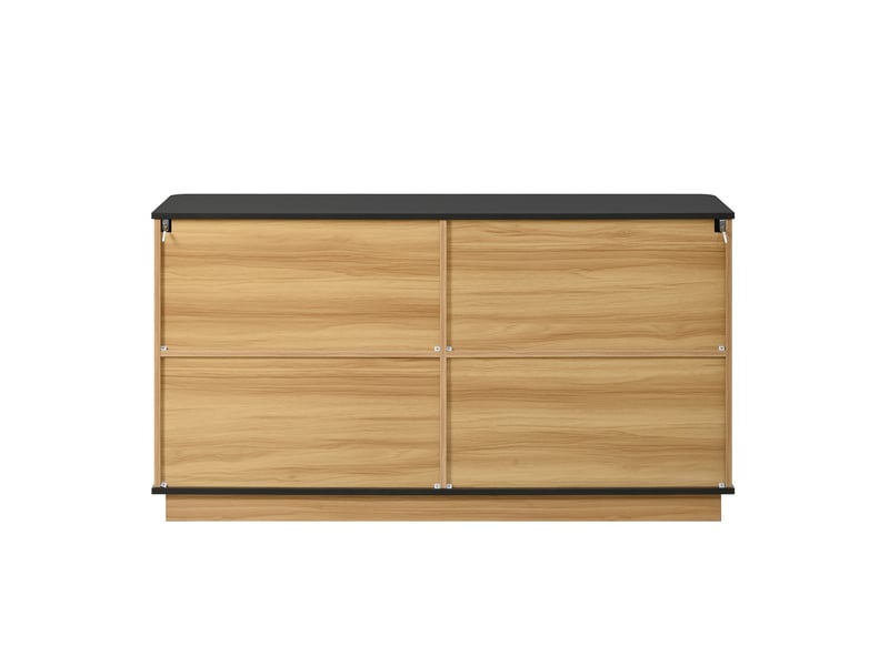 Buffet naturel, rangement, fermeture douce, design moderne, structure robuste - panneaux de particules et bois - 139x40x75cm - Conforama B