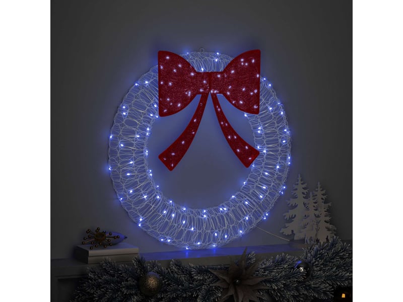  Couronne de noël, décoration de noël 60 led bleu 76 x 76 x 8,5 cm acrylique cf61758  - Conforama C