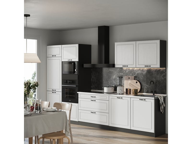 Vicco cuisine, blanc campagneanthracite, 340cm plan de travail anthracite - Conforama C