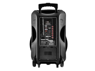Enceinte mobile amplifiée 800w party light sound 15 à leds rvb - usb-bt-sd-fm + micro + effet ovni