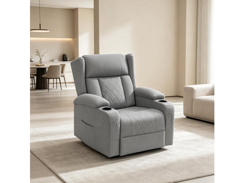  Fauteuil relax tcqpz pivotant 360° à dossier inclinable et repose-pieds manuel 87 x 94,5 x 103,5 cm gris  - Conforama E