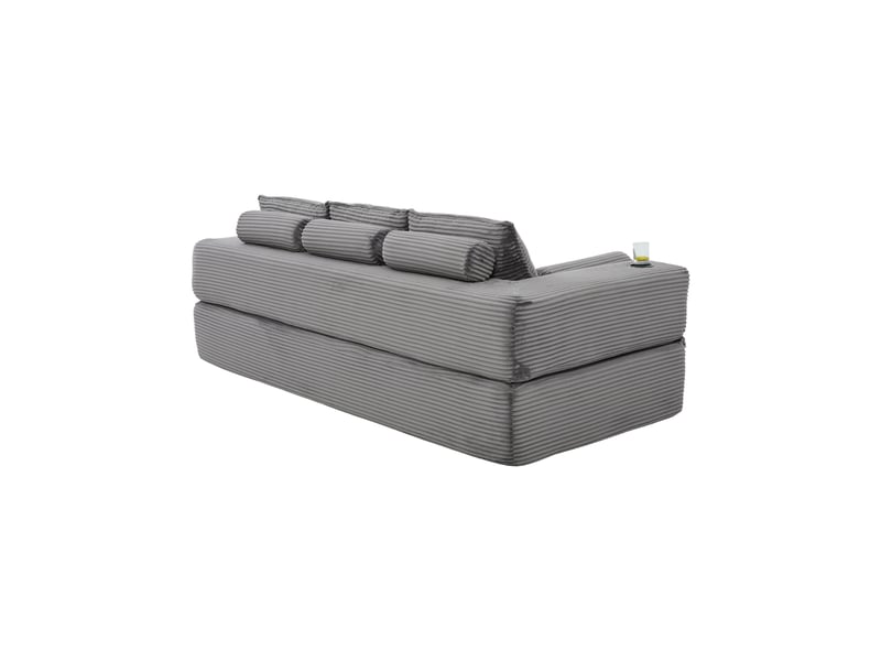  Canapé convertible 3 places en velours côtelé gris foncé avec porte-gobelet et coussins à mémoire de forme  - Conforama A