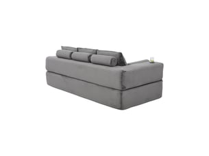 Canapé convertible 3 places en velours côtelé gris foncé avec porte-gobelet et coussins à mémoire de forme