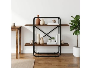 Étagère 2 niveaux, étagère de rangement 80 x 35 x 70 cm pb chêne fumé