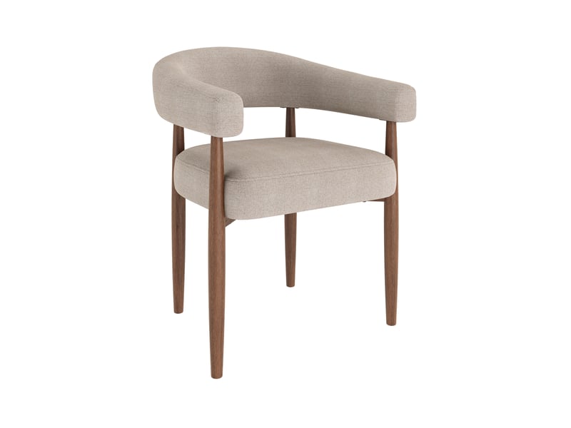  Lot de 6 chaises de salle à manger avec accoudoirs en tissu chenille taupe, 60x59x75 cm  - Conforama E