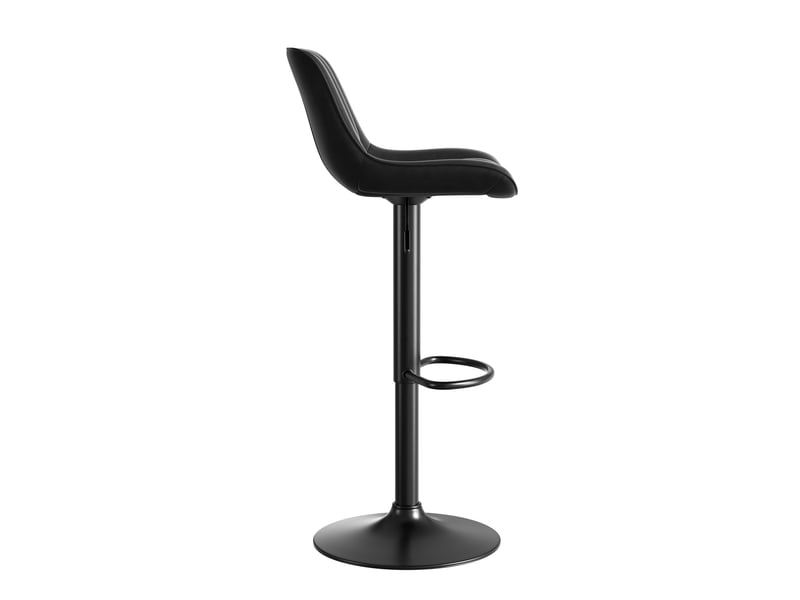  Tabouret de bar pivotant réglable en hauteur avec dossier ergonomique et base métallique en velours noir  - Conforama C