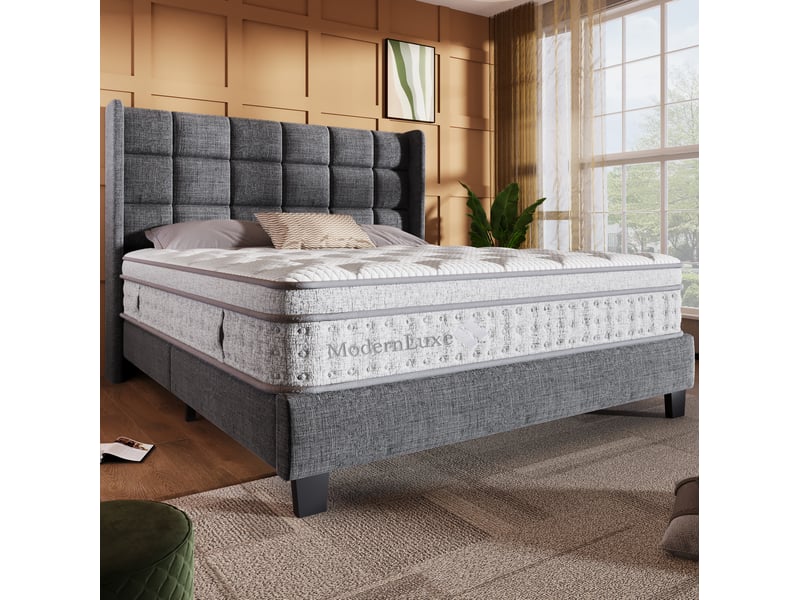 Matelas double 160 × 200 cm hybride à ressorts ensachés 7 zones h3 respirant et antidérapant pour chambre 25 cm - Conforama E
