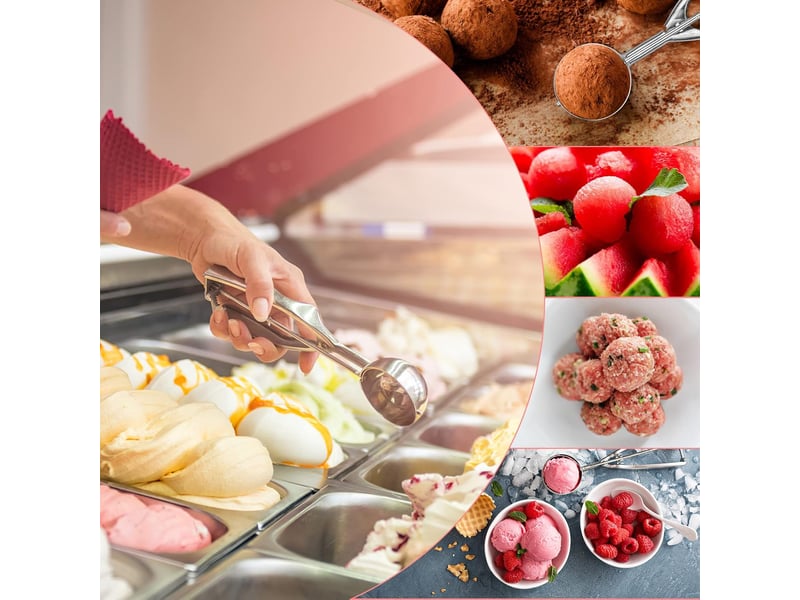 Cuillère à crème glacée avec gâchette facile – grande taille 6.3 cm gâchette pour purée de pommes de terre, mélange de cupcakes, pâte à biscuits  - Conforama D