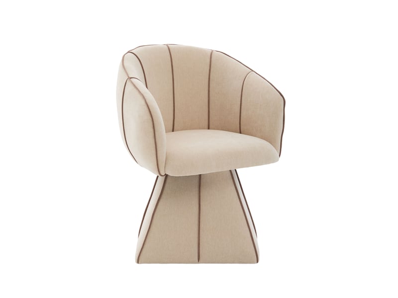  Fauteuil pivotant 56 x 54 x 74,5 cm, chenille, camel, avec dossier haut ergonomique et accoudoirs larges  - Conforama A