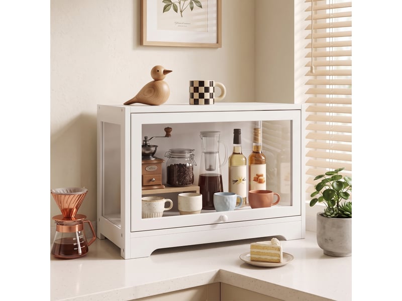  Vitrine en acrylique pour collections avec porte à charnières pour figurines décoratives 59 x 30 x 40 cm blanc  - Conforama D