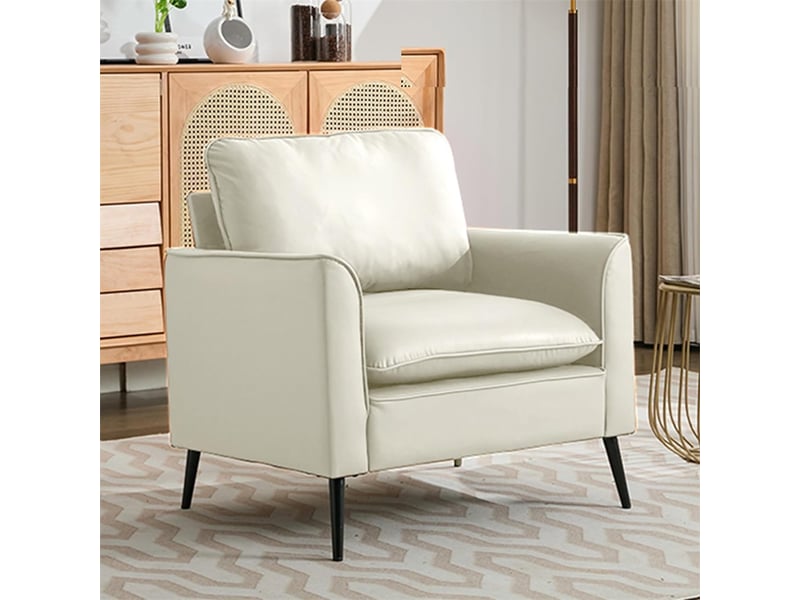  Fauteuil relax - 80x68x80cm - siège mono-place en cuir synthétique anti-rayures style nordique rétro et luxueux - blanc  - Conforama D