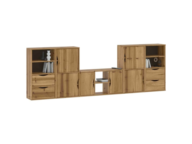  Meubles tv - banc tv - meuble de rangement 5 pcs avec rangement odda bois de pin massif  - Conforama D