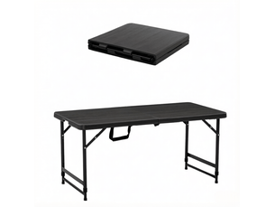 Table de jardin pliante réglable 118x60 cm – noir – hauteur ajustable 5674 cm, transport facile pour 4 personnes