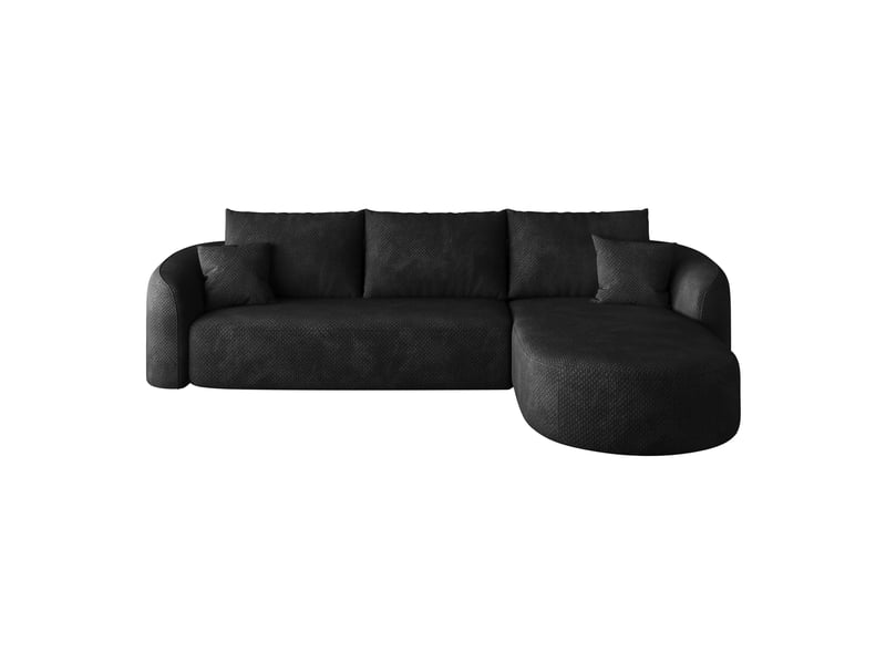 Canapé d’angle droit en l 4 places 266x168x85 cm, modulable sans structure en mousse compressée, sans montage, salon chambre, chenille, noir Sol Morn - Conforama A
