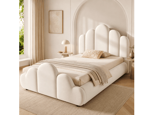 Lit simple 90x200 cm <strong>COVREO </strong> <strong></strong> coloris beige