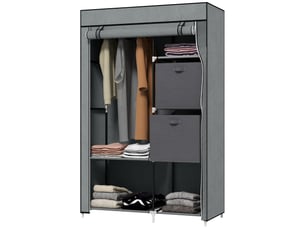 Armoire en tissu, pliable, 1 tringle, 6 étagères, 102 x 42,5 x 162,5 cm, grise