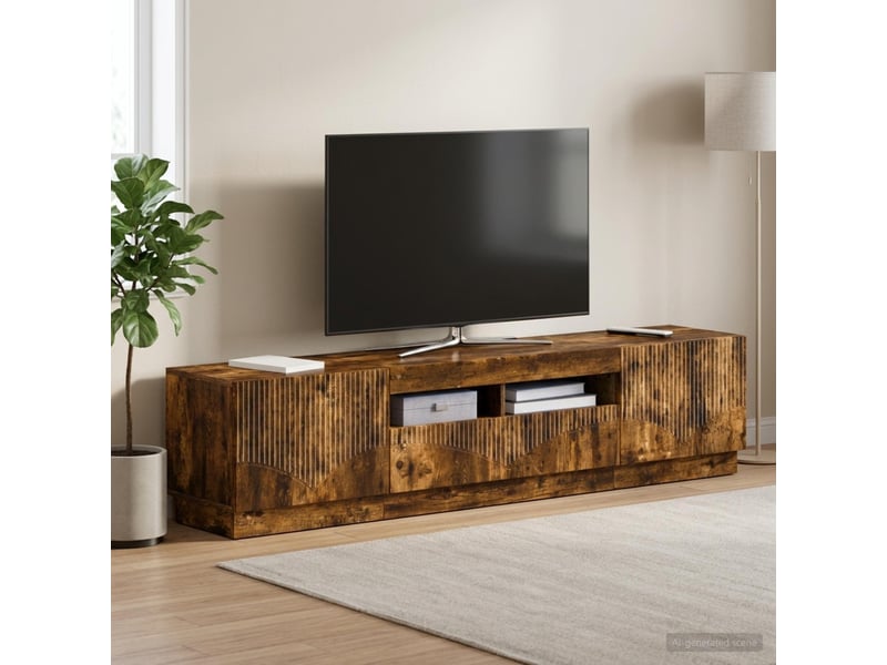  Meuble tv - banc tv - meuble de rangement led hoorn 3 pcs chêne fumé bois d'ingénierie  - Conforama C