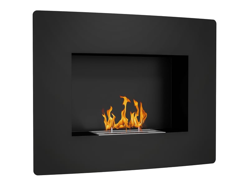  Cheminée bioéthanol murale noire à flamme réelle, réservoir 0,9 l, 66 x 16 x 52 cm  - Conforama A