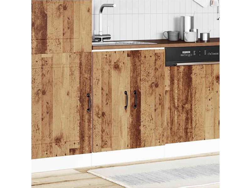 Meuble de cuisine, meuble bas pour évier kalmar vieux bois bois d'ingénierie - Conforama C