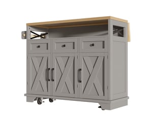 Desserte de cuisine 118x43x98 cm plateau rabattable mdf gris