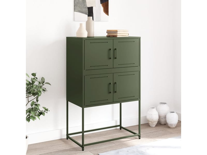  Buffet - bahut - meuble de rangement vert olive 68,5x38,5x107 cm acier  - Conforama C
