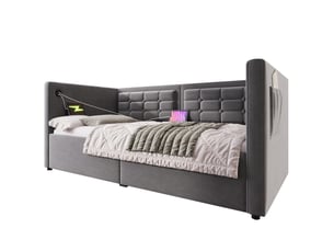 Lit coffre 90x200 cm DZMDIP coloris gris