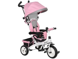 Tricycle évolutif pour enfants de plus de 12 mois avec capote pliable, poignée télescopique et ceinture de sécurité - rose